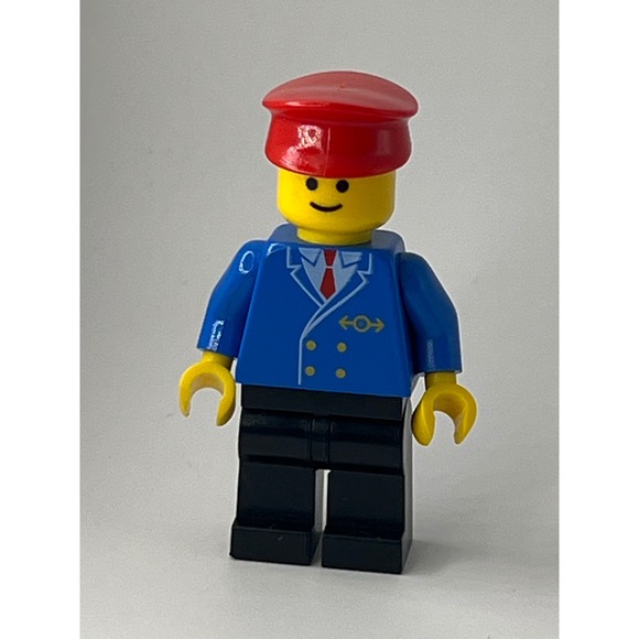 Lego Other - LEGO Train Conductor Minifigure trn045 Blue Jacket Red Tie Hat Vintage City